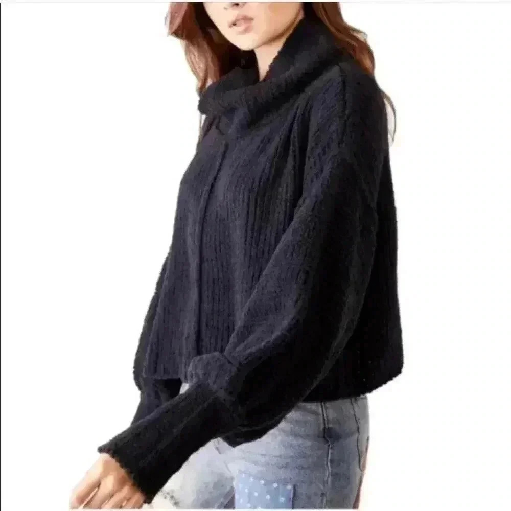 Free People Be Yours Pullover Sweater In Black extra small NWT
